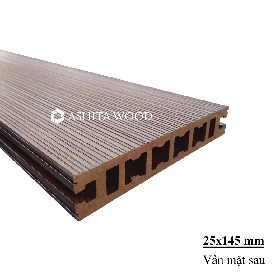 Mẫu gỗ nhựa Ashita Wood 25x145mm vân mặt sau